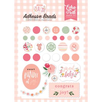 Echo Park Welcome Baby Girl Brads - Adhesive Brads